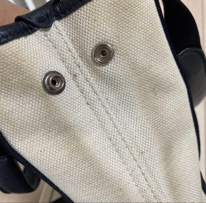 BALENCIAGA Tote Bag Canvas Leather Beige Black #QY1ACT