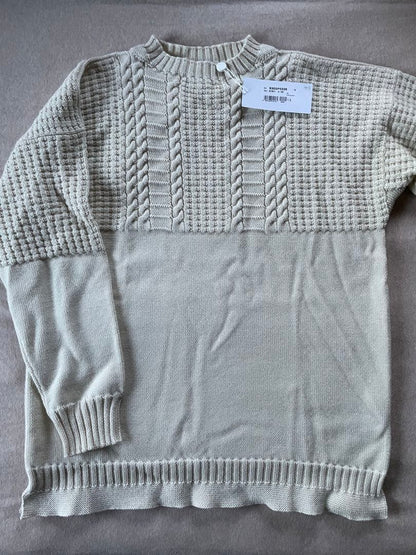 Maison Margiela Aran Knit Half Cable Sweater, Ivory #QY9GZE