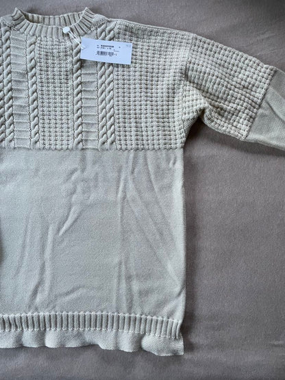 Maison Margiela Aran Knit Half Cable Sweater, Ivory #QY9GZE