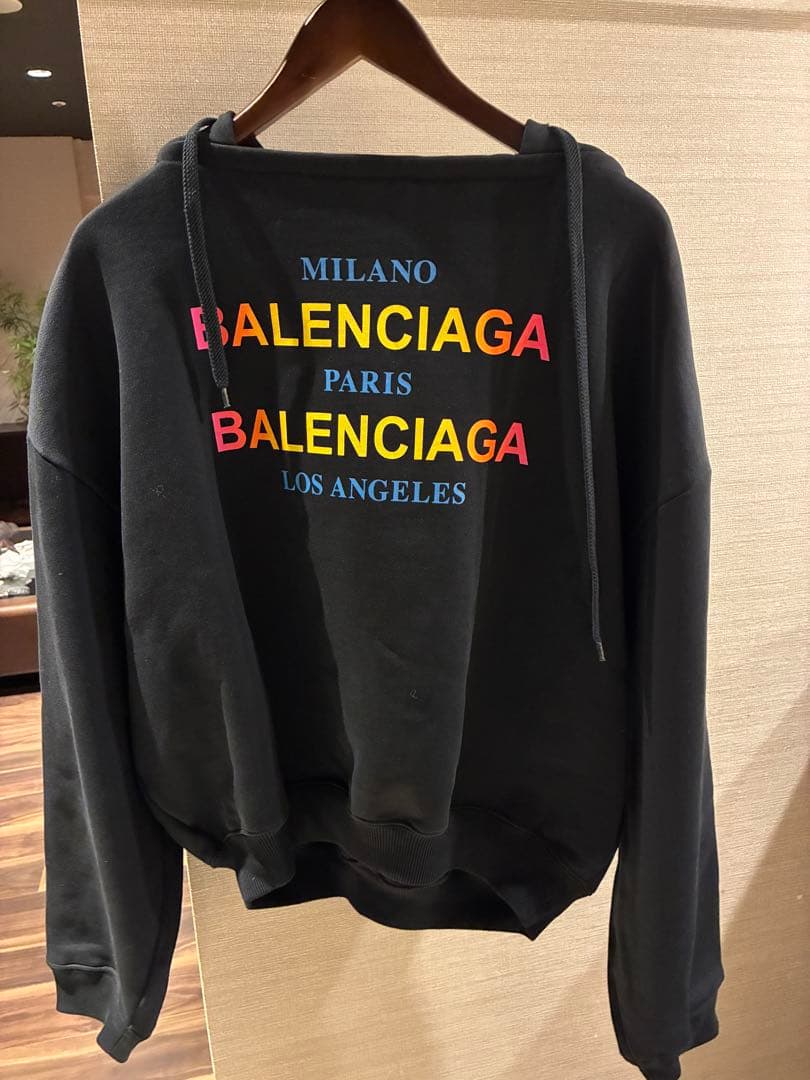 BALENCIAGA Hoodie, Size S, Cotton, Black, Print #QYDIRV
