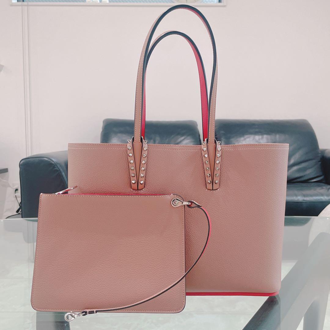Christian Louboutin Cabata Pink Studs Tote Bag Used Mint #QYGPY3