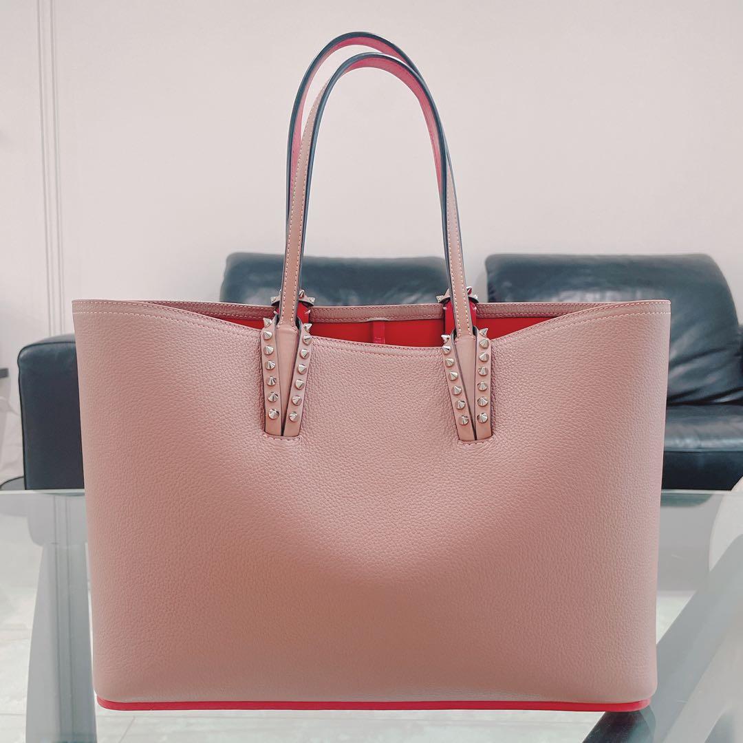 Christian Louboutin Cabata Pink Studs Tote Bag Used Mint #QYGPY3