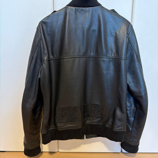 BALR. Black Leather Jacket XL #QYED7U
