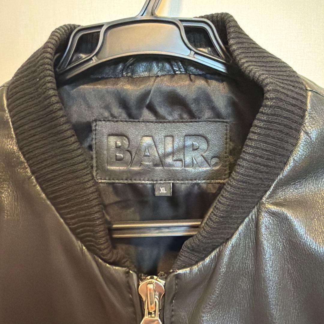 BALR. Black Leather Jacket XL #QYED7U