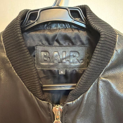 BALR. Black Leather Jacket XL #QYED7U