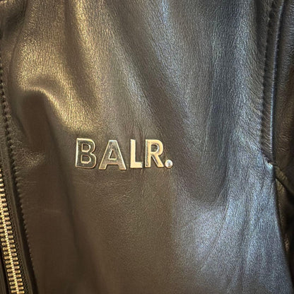 BALR. Black Leather Jacket XL #QYED7U