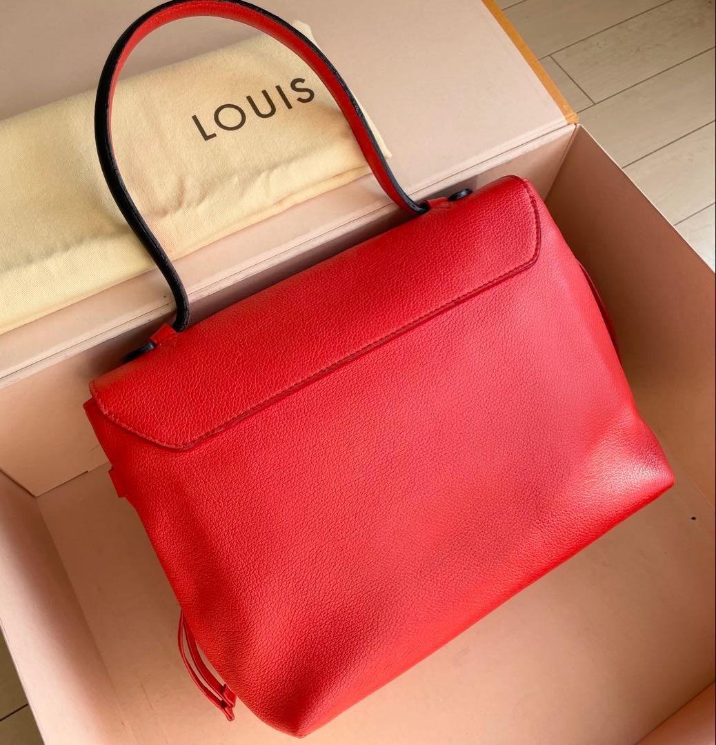 LOUIS VUITTON Lockme PM Taurillon Leather Handbag Red Turn-Lock Japan St #QY9NNB