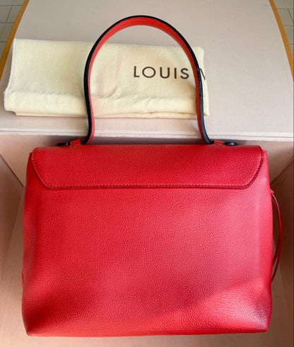 LOUIS VUITTON Lockme PM Taurillon Leather Handbag Red Turn-Lock Japan St #QY9NNB