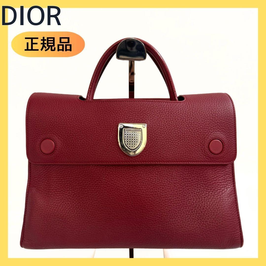 Christian Dior Red Leather Handbag Multi-Pocket Ladies W30 #QYGJWQ