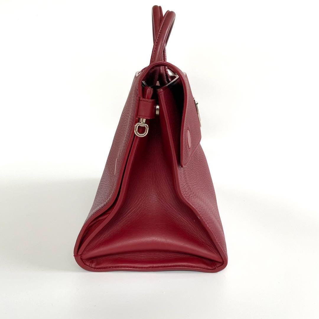 Christian Dior Red Leather Handbag Multi-Pocket Ladies W30 #QYGJWQ