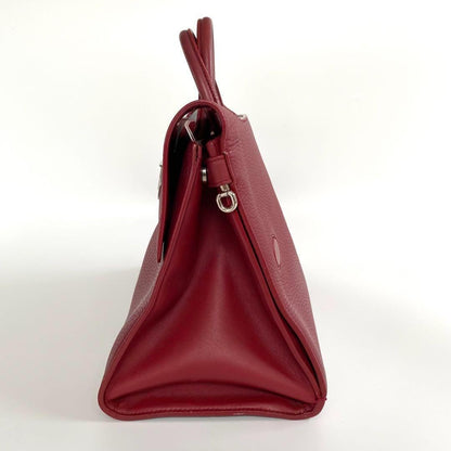 Christian Dior Red Leather Handbag Multi-Pocket Ladies W30 #QYGJWQ