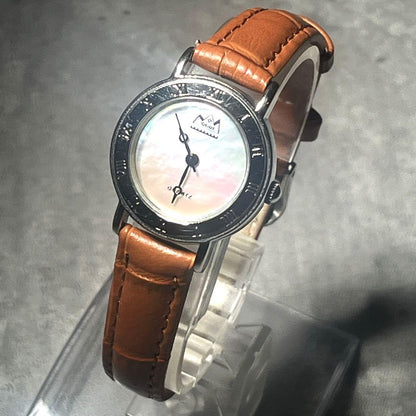 SAAD Leather Strap Shell Dial Roman Numeral Watch Indian #QY867T