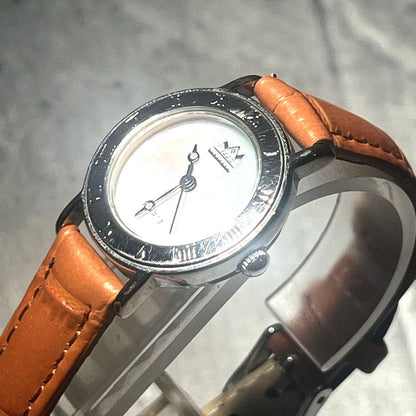 SAAD Leather Strap Shell Dial Roman Numeral Watch Indian #QY867T