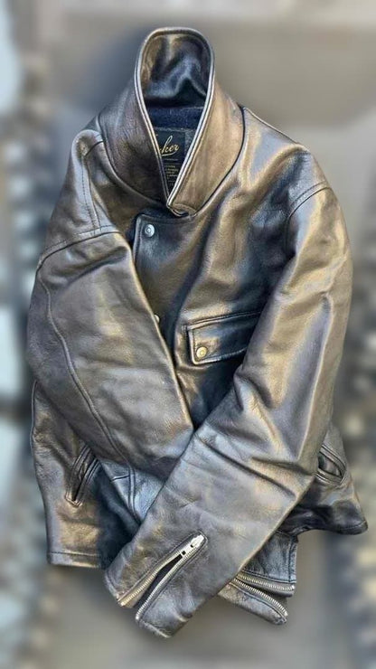 LUKER by NB Genuine Leather Rider Jacket, High-End Model GL-JKT S #QYF0AZ