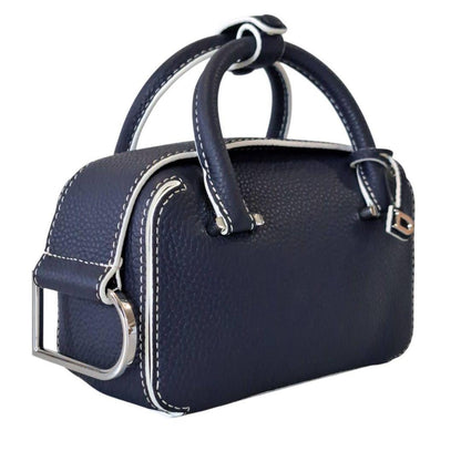 DELVAUX Coolbox Nano Navy/White Soft Grain Leather H10.5xW16.5xD7.5cm 2W #QY7KIL