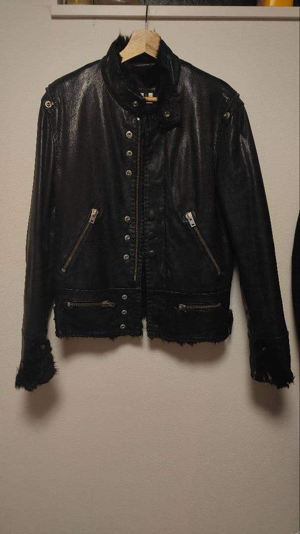 G. Guaglianone Black Leather Jacket with Fur, Size S #QY13HY