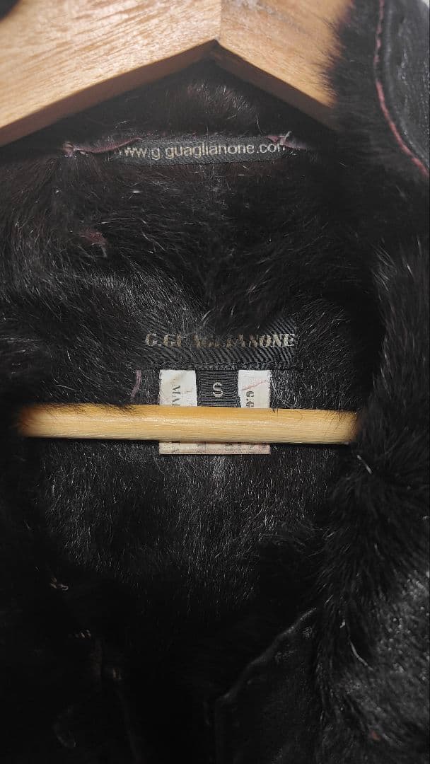 G. Guaglianone Black Leather Jacket with Fur, Size S #QY13HY