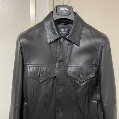 Size 42 EMMETI JACK Nappa Silk Leather Jacket #PF7Q9C