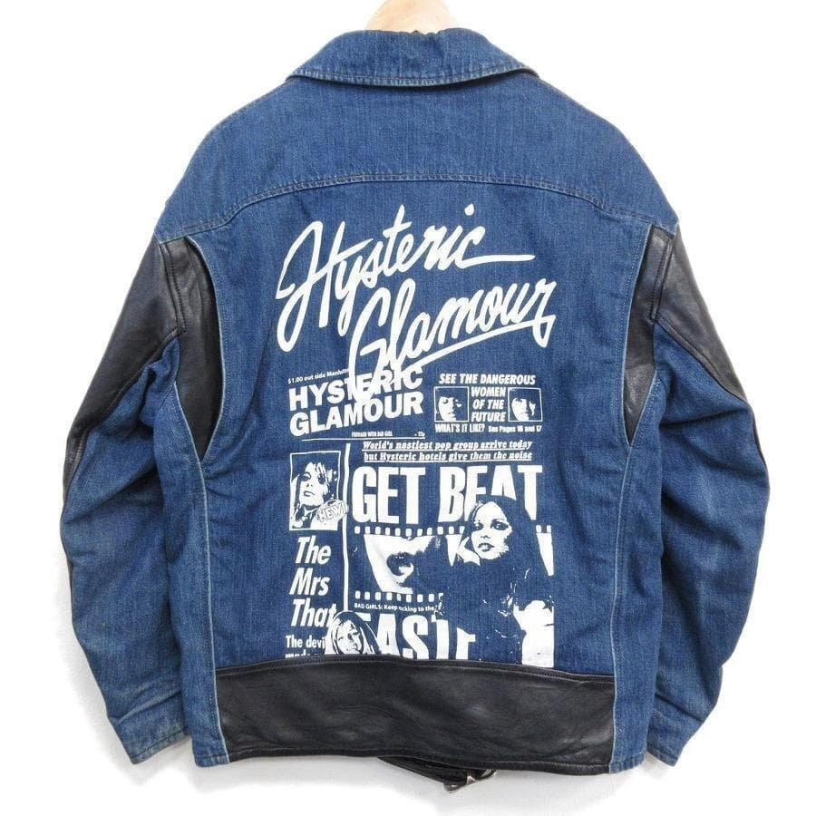 Hysteric Glamour Leather Jacket Denim 30-26011606 #QYD37W