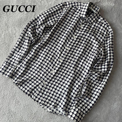 GUCCI Slim Fit Long Sleeve Shirt with Golf Ball Print in Silk #PG001K