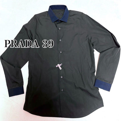PRADA Prada shirt size 39 black navy two-tone #QYHL0F