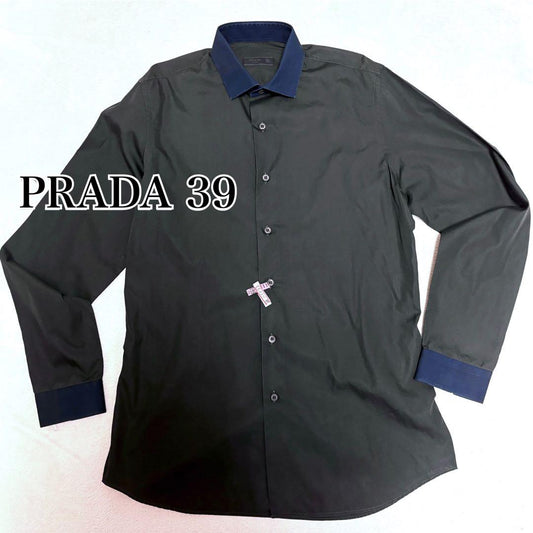 PRADA Prada shirt size 39 black navy two-tone #QYHL0F