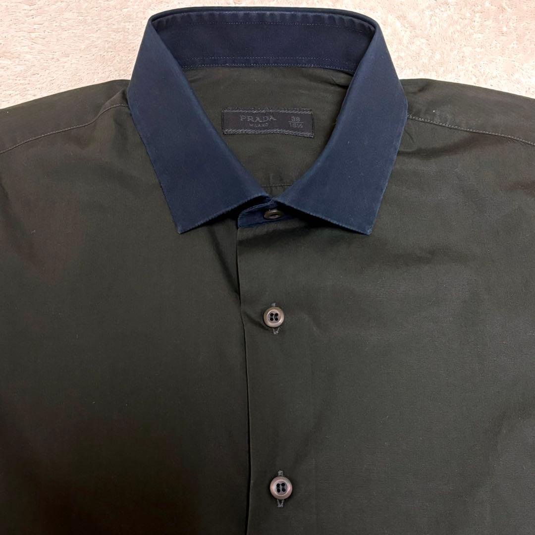 PRADA Prada shirt size 39 black navy two-tone #QYHL0F