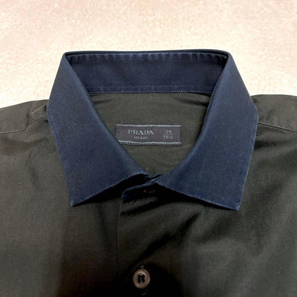 PRADA Prada shirt size 39 black navy two-tone #QYHL0F