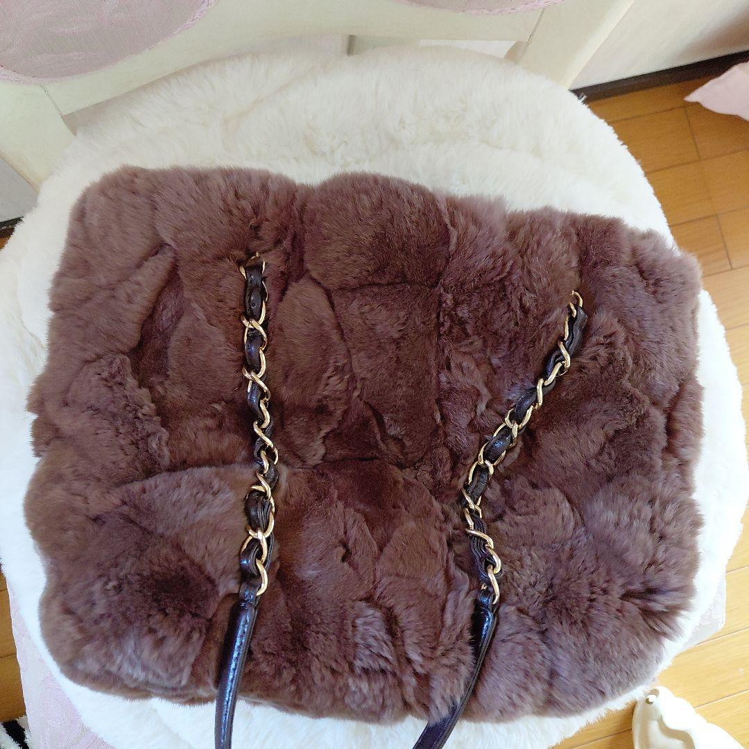 CHANEL Brown Fur Handbag #QY2E8B