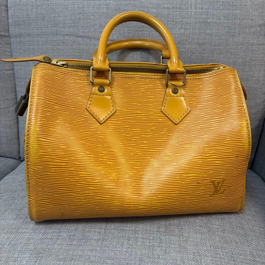 LOUIS VUITTON Epi Leather Speedy 25 Yellow Boston Bag #QY9GI2