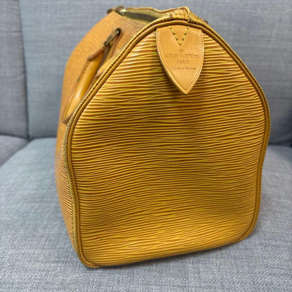 LOUIS VUITTON Epi Leather Speedy 25 Yellow Boston Bag #QY9GI2