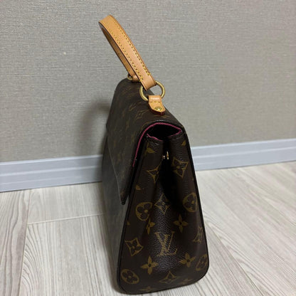 LOUIS VUITTON Cluny BB Monogram Canvas Brown Leather Handbag w/Strap Key #QYFW82