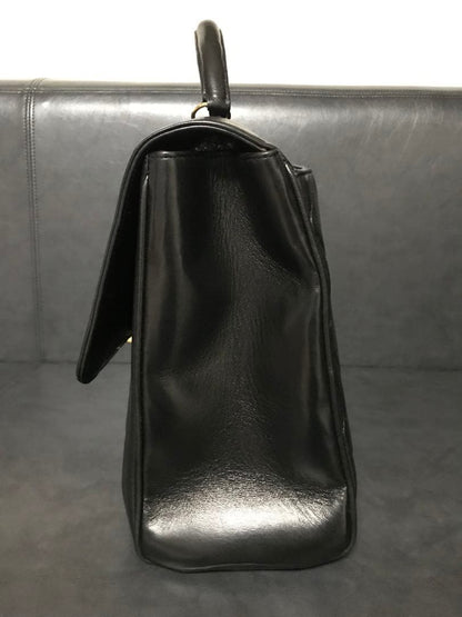 CHANEL Matelasse Coco Mark Quilted Lambskin Handbag Black 31x25x12cm #QYA35A
