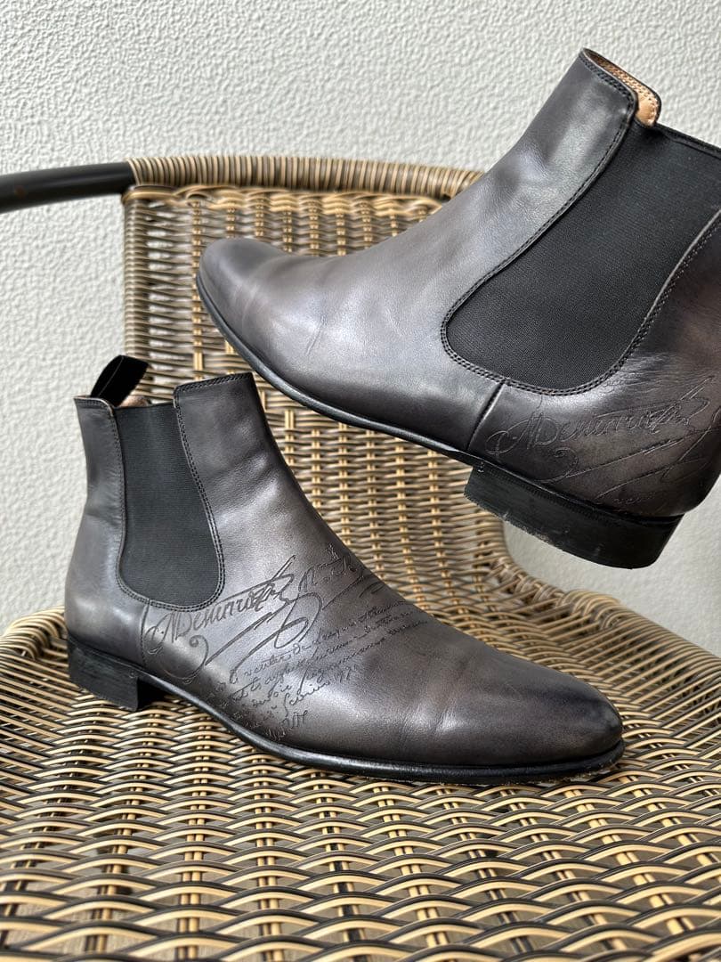 36 Berluti Cursive Scritto Leather Side Gore Boots 7,5 #QY5SL3
