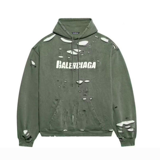21SS BALENCIAGA Destroy Balenciaga Hoodie Green #QYFNRV