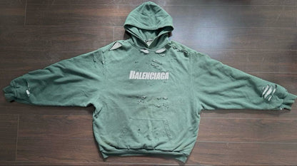 21SS BALENCIAGA Destroy Balenciaga Hoodie Green #QYFNRV