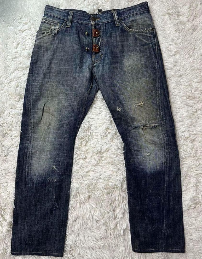 Dsquared2 Distressed Dark Blue Denim Pants #QY1JK5