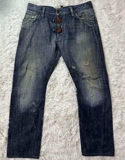 Dsquared2 Distressed Dark Blue Denim Pants #QY1JK5