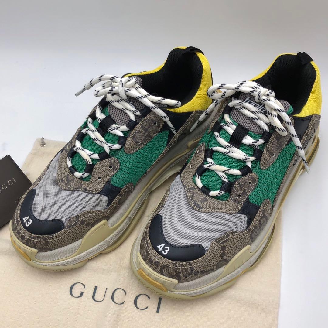 Gucci and Balenciaga Triple S sneakers with GG pattern and thick soles, #QY8L2J