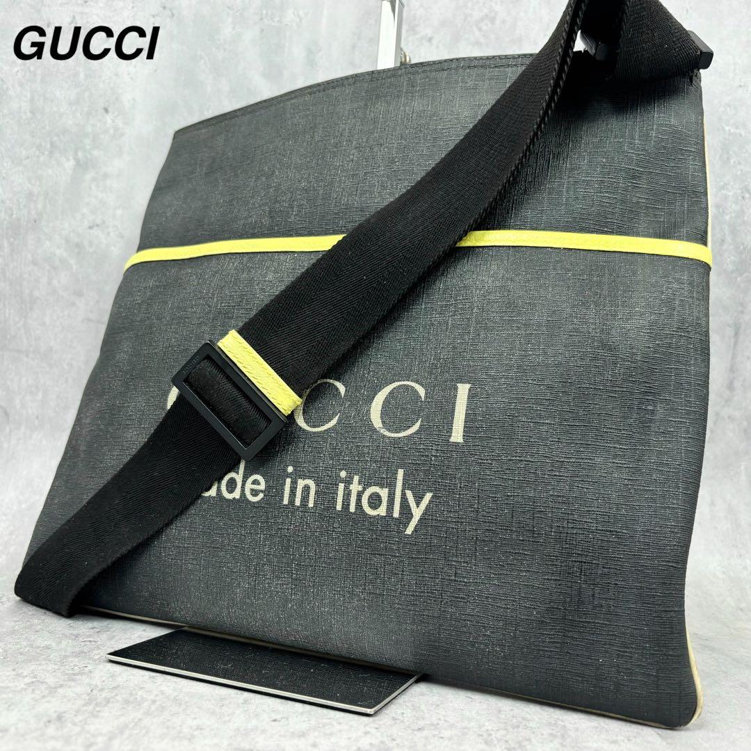 GUCCI Sacoche Shoulder Bag Black Large Logo #QY1AGM