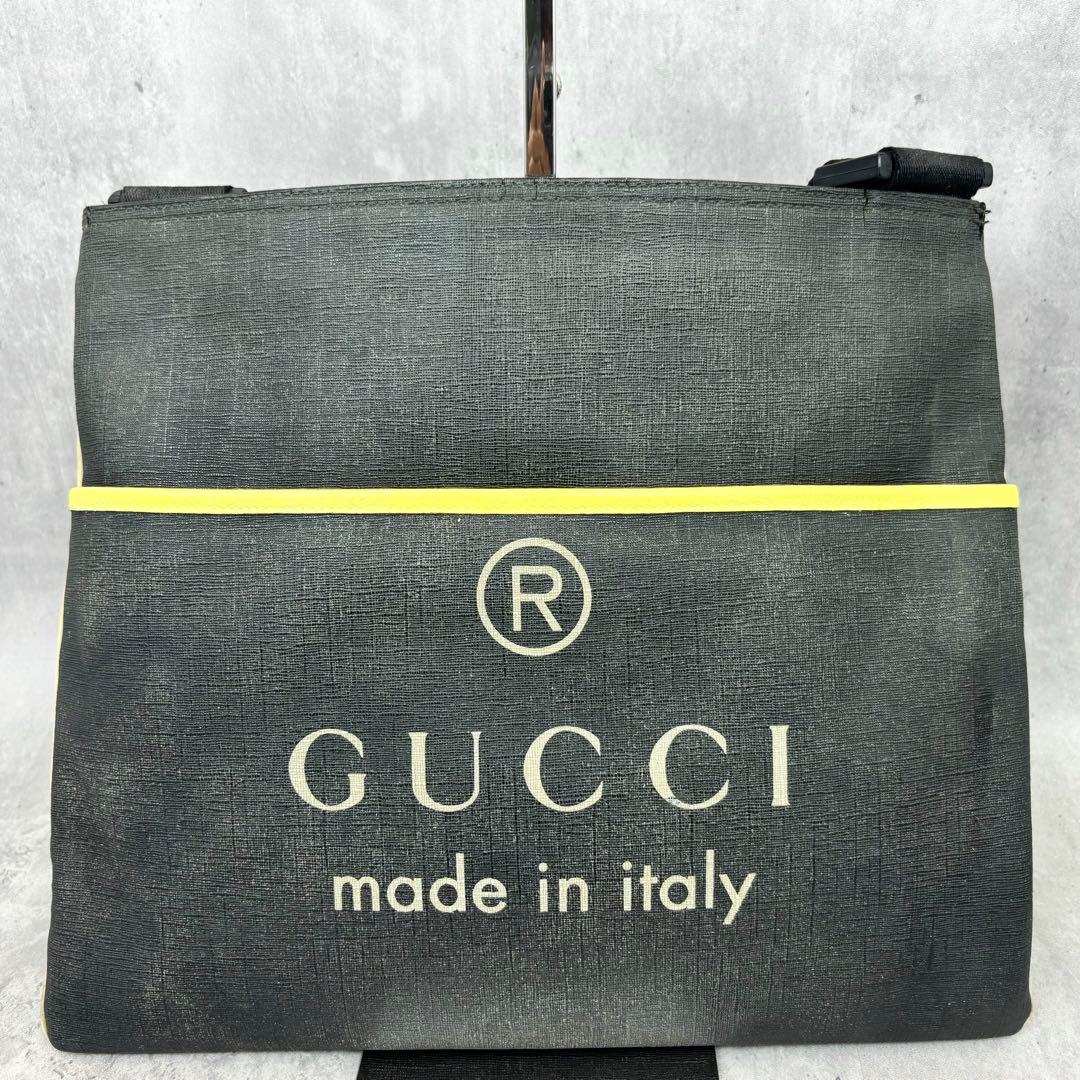 GUCCI Sacoche Shoulder Bag Black Large Logo #QY1AGM