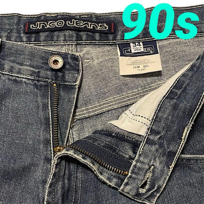 Vintage 90s JNCO JEANS denim wide-leg baggy pants, made in the USA #PCFH4H