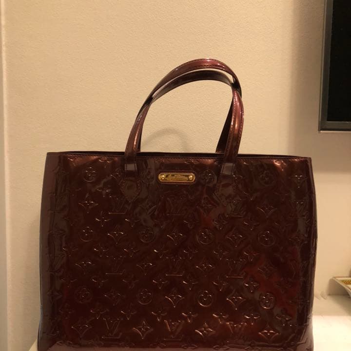 LOUIS VUITTON Vernis Wilshire MM Rouge Fauviste Red Tote Bag #QY572V