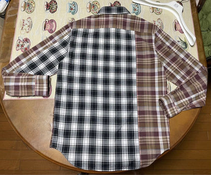 LOEWE Check Long Sleeve Shirt with Anagram Logo Patch and Hanger #QY3FS9