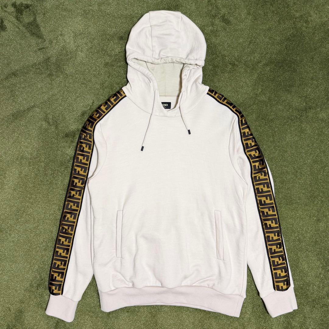 FENDI FF Line Hoodie Beige Size 48 #QYIFMP