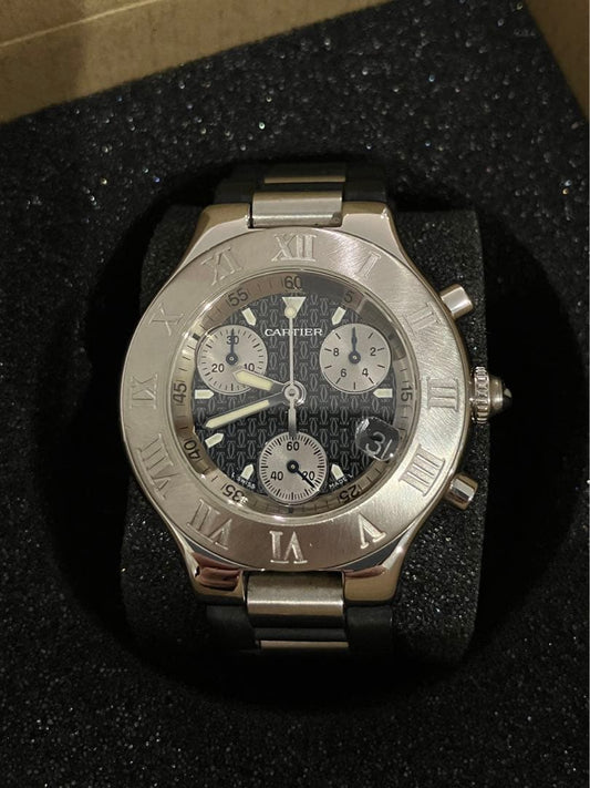 Cartier Chronoscaph Watch Stainless Steel 2424 Quartz Men's #PG8TW5