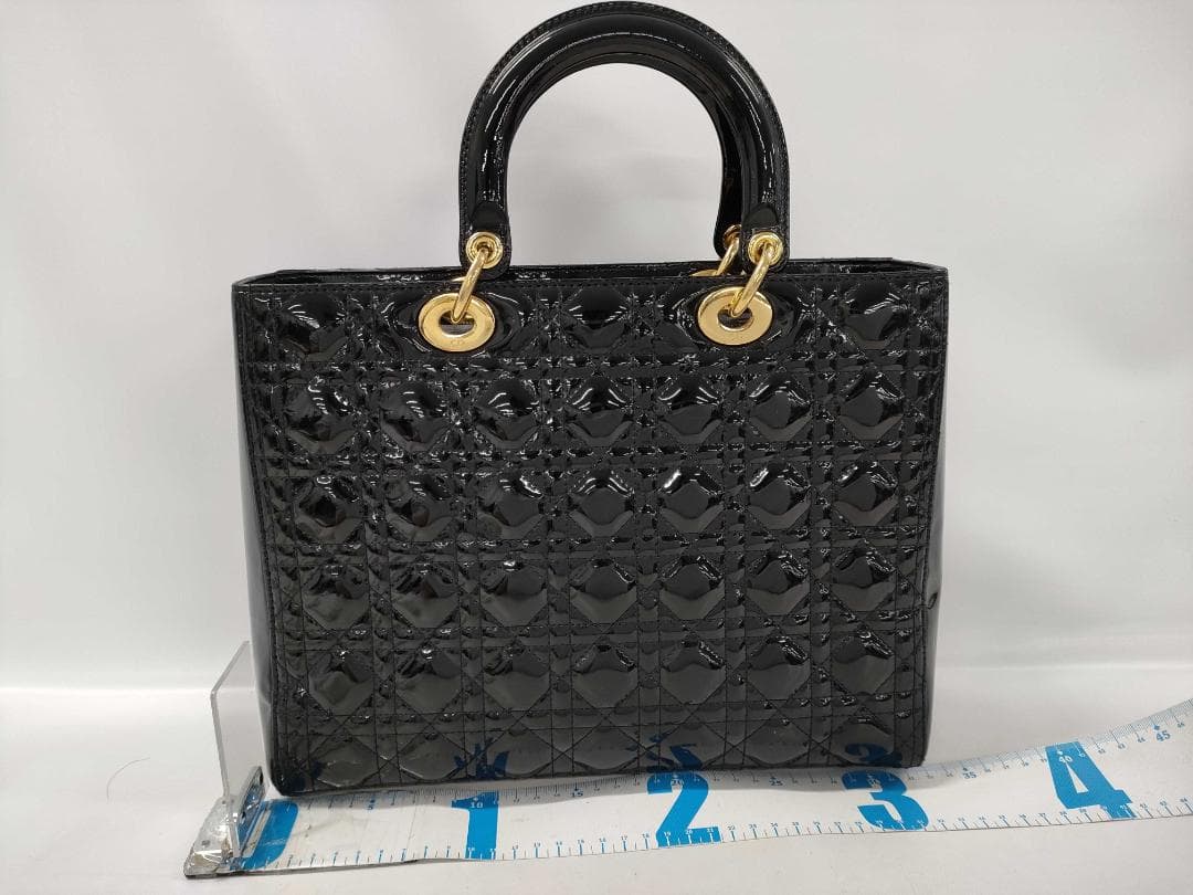 Christian Dior Quilted Patent Handbag Black Patent Leather #QYE7PY