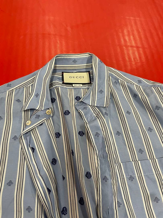 GUCCI Striped Floral Print Long Sleeve Shirt #PG2CYJ