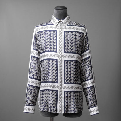 DIOR 21SS Oblique Print Silk Shirt Long Sleeve Shirt #QY4PYK