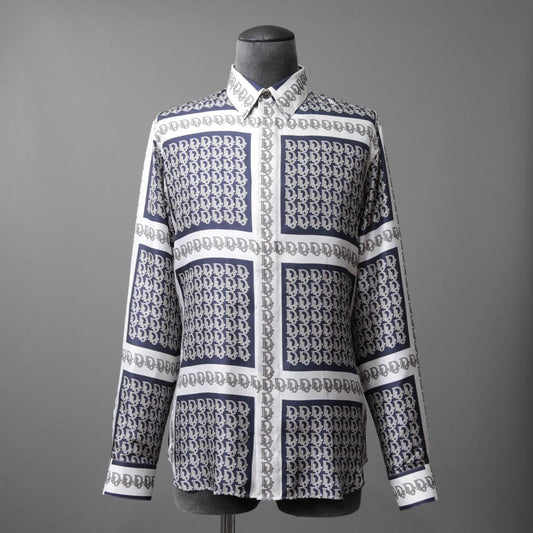DIOR 21SS Oblique Print Silk Shirt Long Sleeve Shirt #QY4PYK